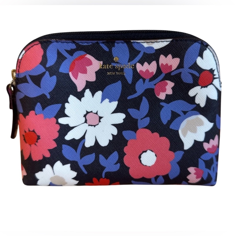 Kate Spade Floral Cosmetic Bag - Black, Red, Blue, White